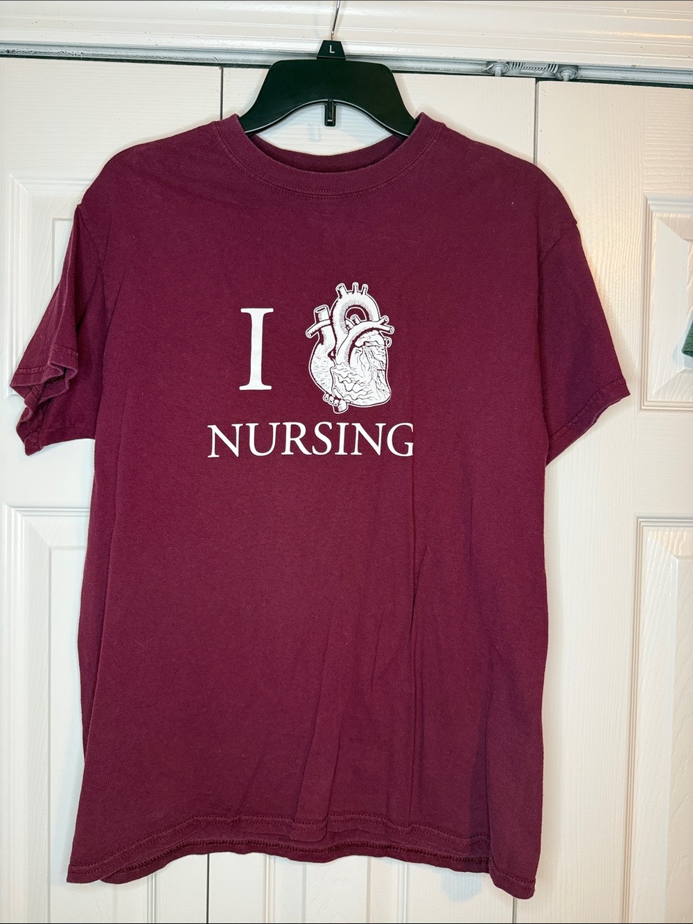 I Love Nursing Graphic T-Shirt - Maroon